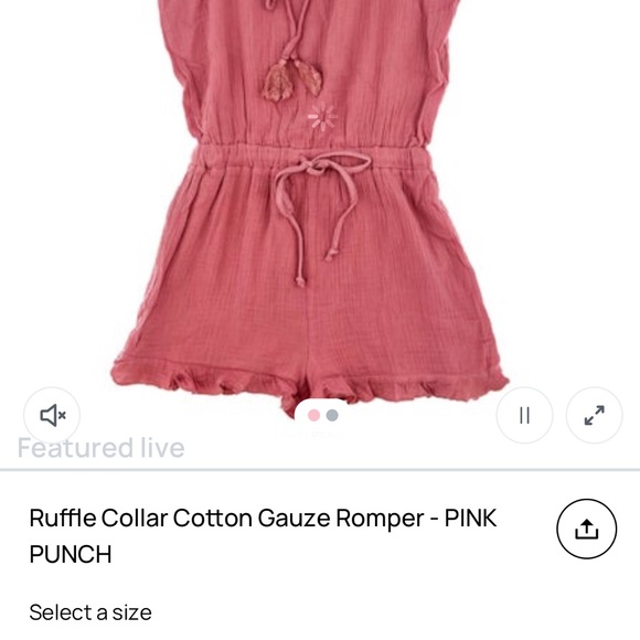 NWT Heyson Hemp Gauze Cotton Romper Shorts Sleeveless Ruffle Collar Ruffled - Picture 2 of 10